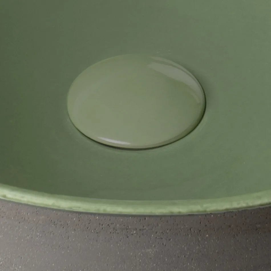 Vasque à poser en Raku foncé, fabriquée en Italie - Gouttière Viadurini