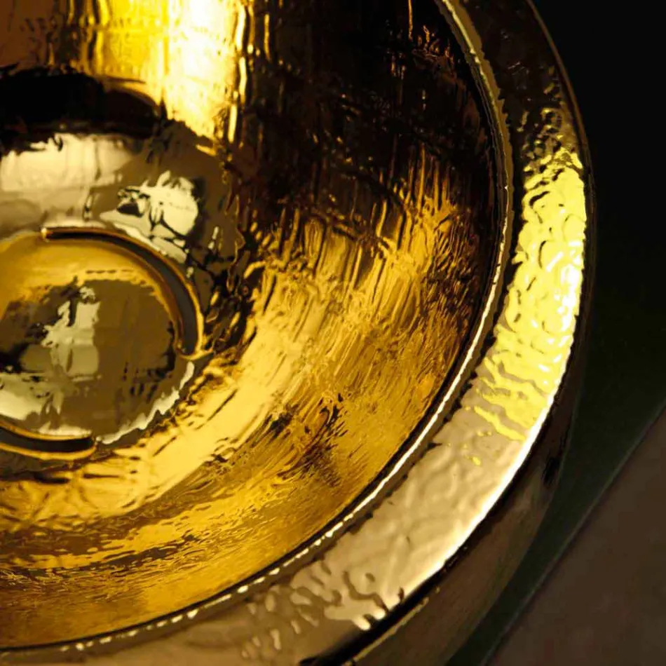 Vasque à poser ronde design en céramique Elisa Italie plaqué or Viadurini