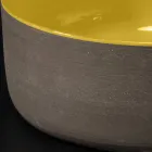 Lavabo à poser rond jaune en argile émaillée Made in Italy - Tatiana Viadurini