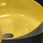 Lavabo à poser rond jaune en argile émaillée Made in Italy - Tatiana Viadurini