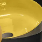 Lavabo à poser rond jaune en argile émaillée Made in Italy - Tatiana Viadurini