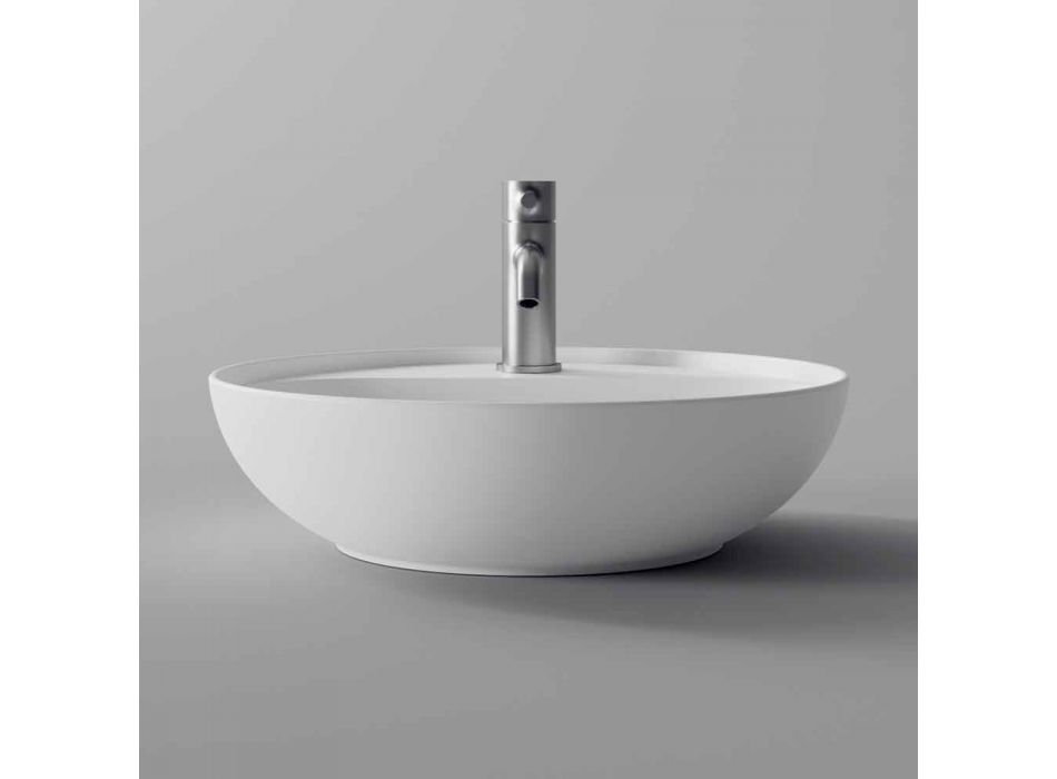 Vasque à poser ronde en céramique Made in Italy pour la salle de bain - Omarance Viadurini