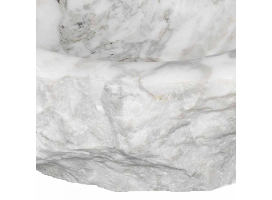 Lavabo à poser rond en marbre de Carrare fabriqué en Italie - Canova Viadurini