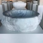 Lavabo à poser rond en marbre de Carrare fabriqué en Italie - Canova Viadurini