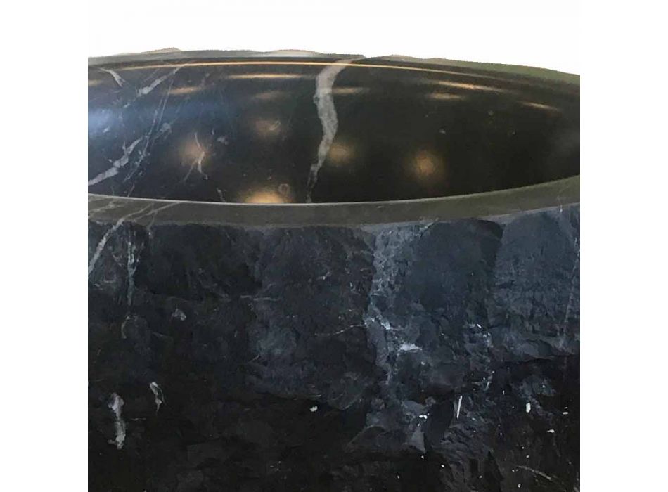 Lavabo à poser rond en marbre Marquinia noir brut fabriqué en Italie - Bernini Viadurini