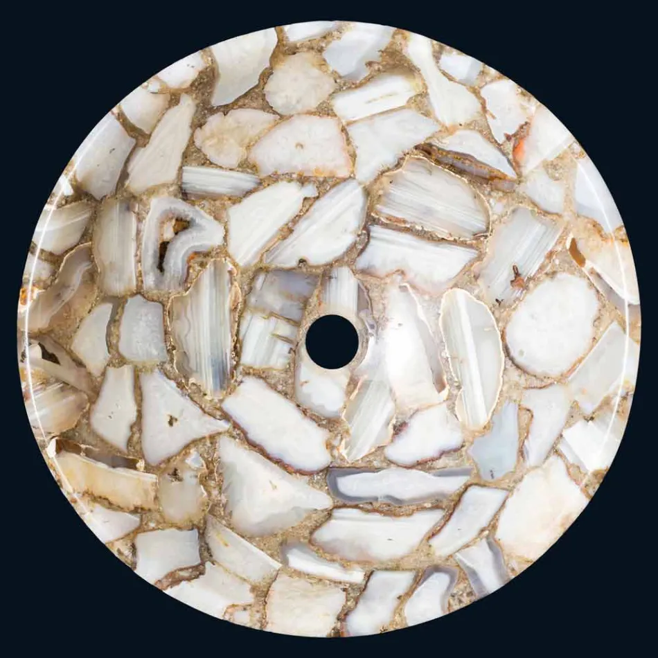 support en pierre ronde agate Mila Countertop, pièce unique Viadurini