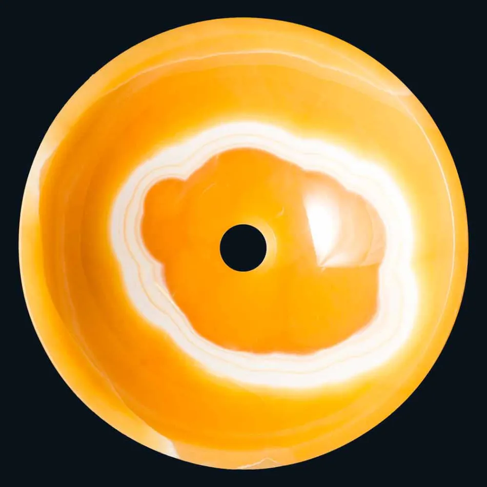 vasque ronde en onyx d'orange Aris Viadurini