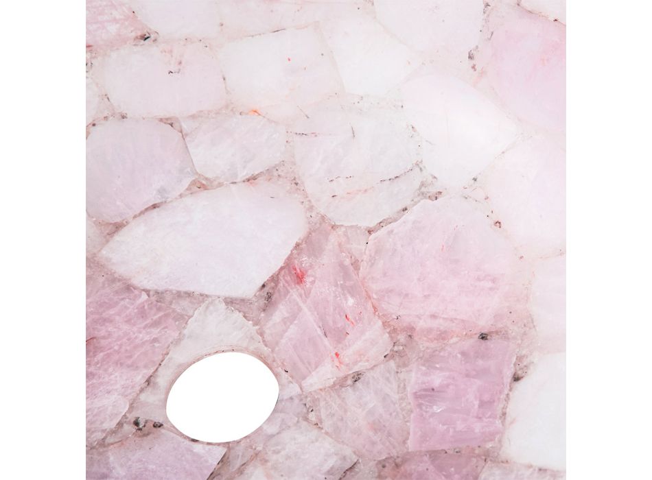 Lavabo à poser rond en quartz rose Paloma, fait main Viadurini