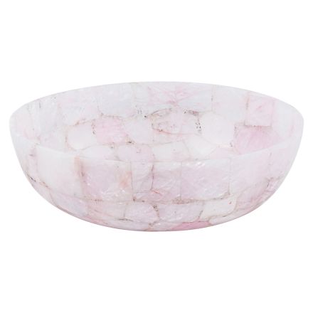 Lavabo à poser rond en quartz rose Paloma, fait main Viadurini
