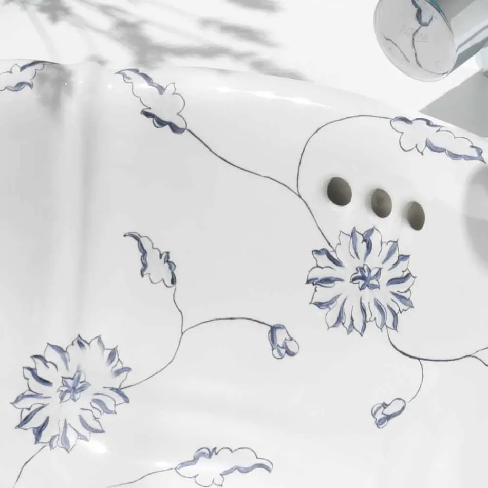 Lavabo rond encastré en porcelaine classique made in Italy, Santiago Viadurini