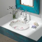 Lavabo vintage en porcelaine moulée à la main avec fleurs fabriqué en Italie - Barbera Viadurini