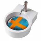 Plan de toilette circulaire lavé à la main / vasque suspendue fabriqué en Italie Tor Viadurini