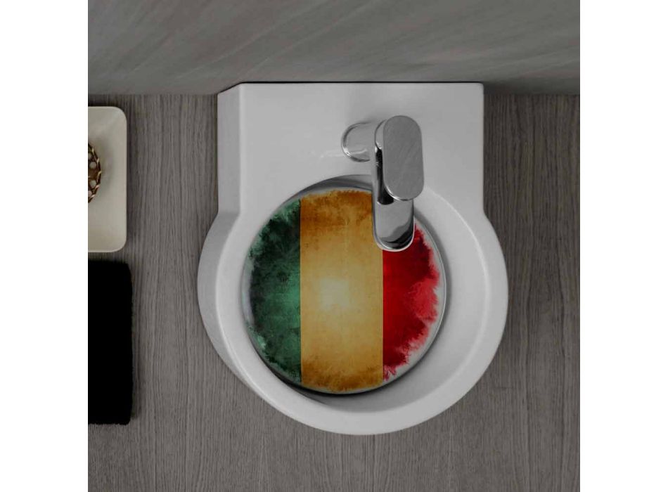 Plan de toilette circulaire lavé à la main / vasque suspendue fabriqué en Italie Tor Viadurini