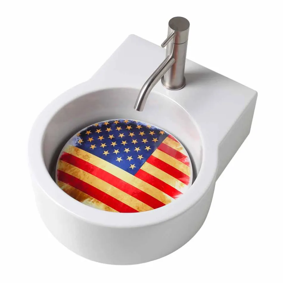 Plan de toilette circulaire lavé à la main / vasque suspendue fabriqué en Italie Tor Viadurini