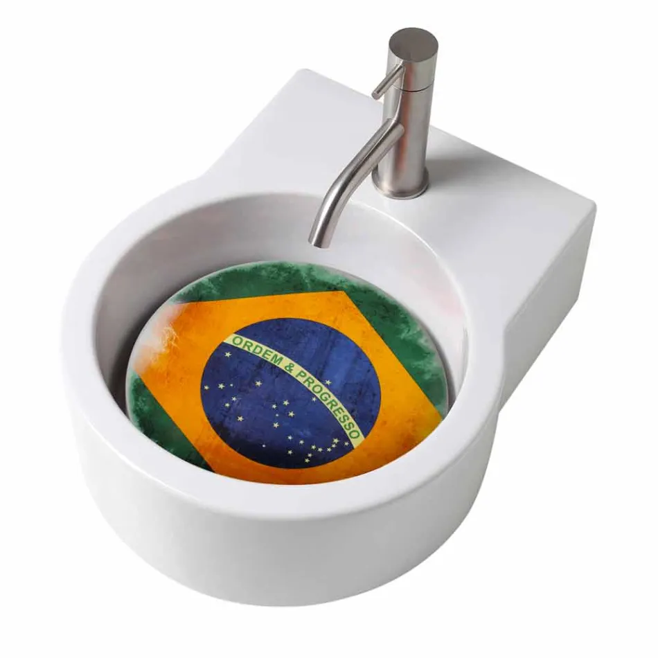 Plan de toilette circulaire lavé à la main / vasque suspendue fabriqué en Italie Tor Viadurini