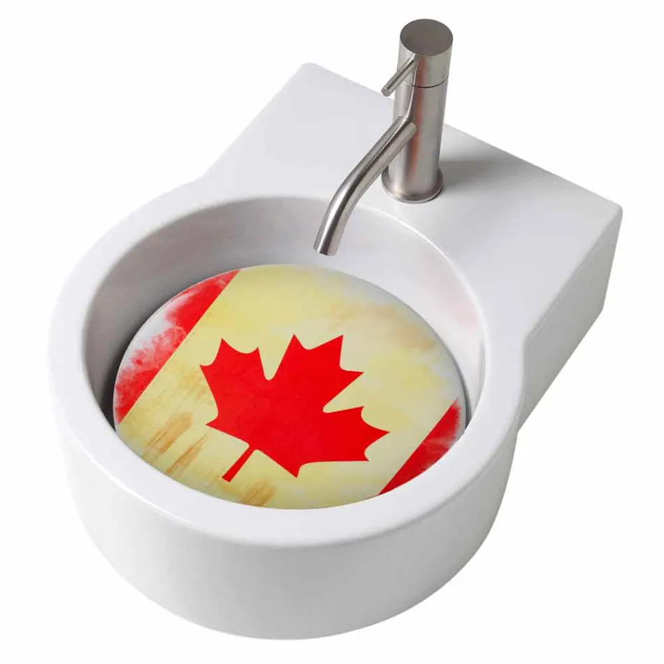 Plan de toilette circulaire lavé à la main / vasque suspendue fabriqué en Italie Tor Viadurini