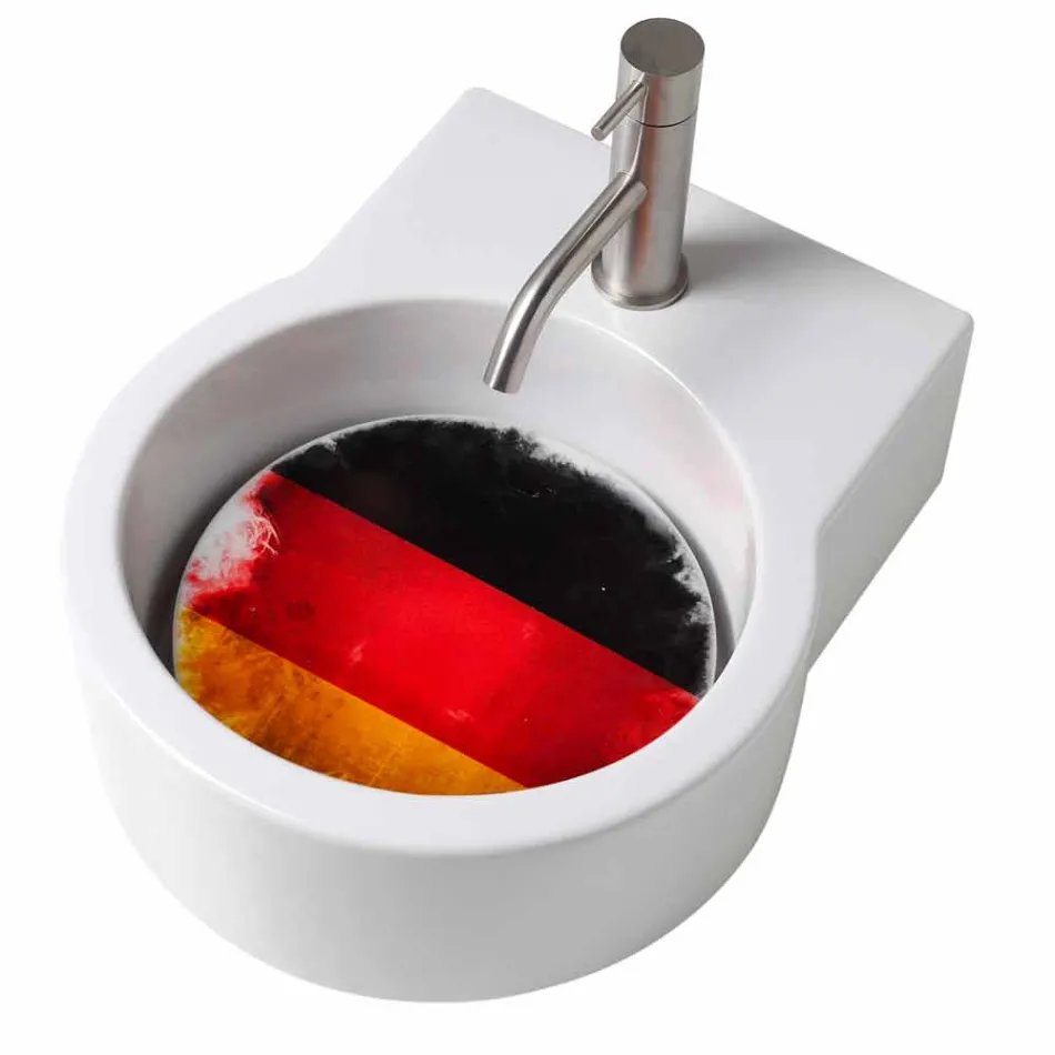 Plan de toilette circulaire lavé à la main / vasque suspendue fabriqué en Italie Tor Viadurini