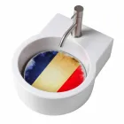 Plan de toilette circulaire lavé à la main / vasque suspendue fabriqué en Italie Tor Viadurini