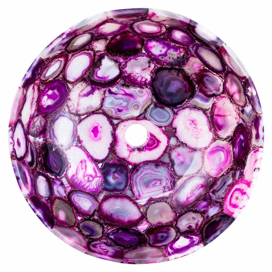 Évier de comptoir en pierre d'agate ronde - Buffalo Viadurini