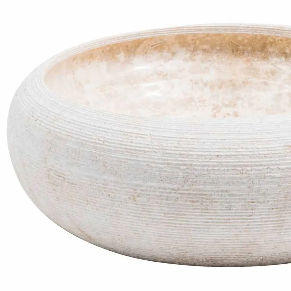Lavabo circulaire en marbre blanc fait à la main, Bucciano Viadurini