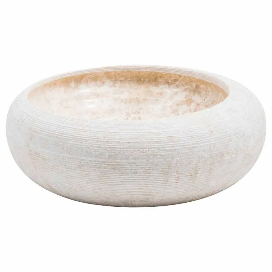 Lavabo circulaire en marbre blanc fait à la main, Bucciano Viadurini