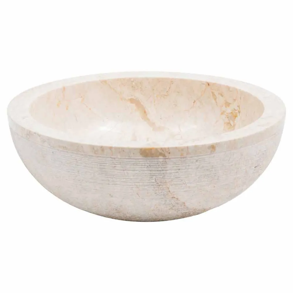 Lavabo à poser circulaire en marbre blanc, Budoni Viadurini