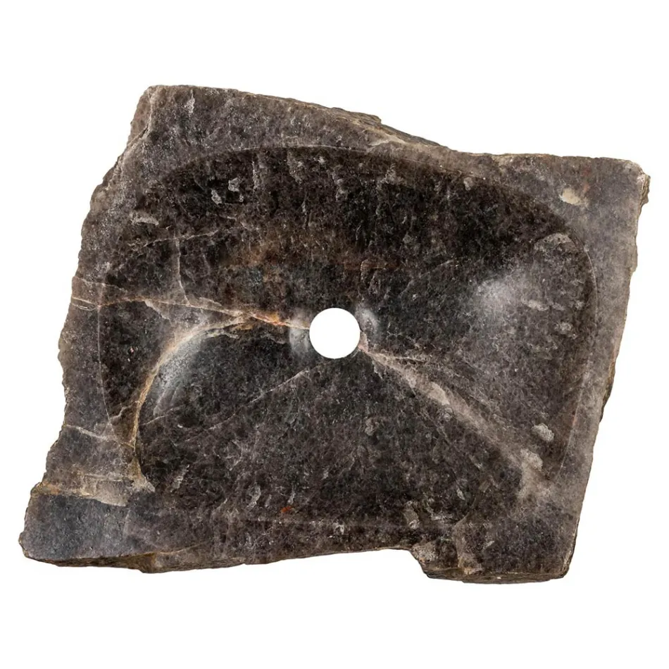 Lavabo à poser fait main en pierre de quartz fumé, Vigasio Viadurini