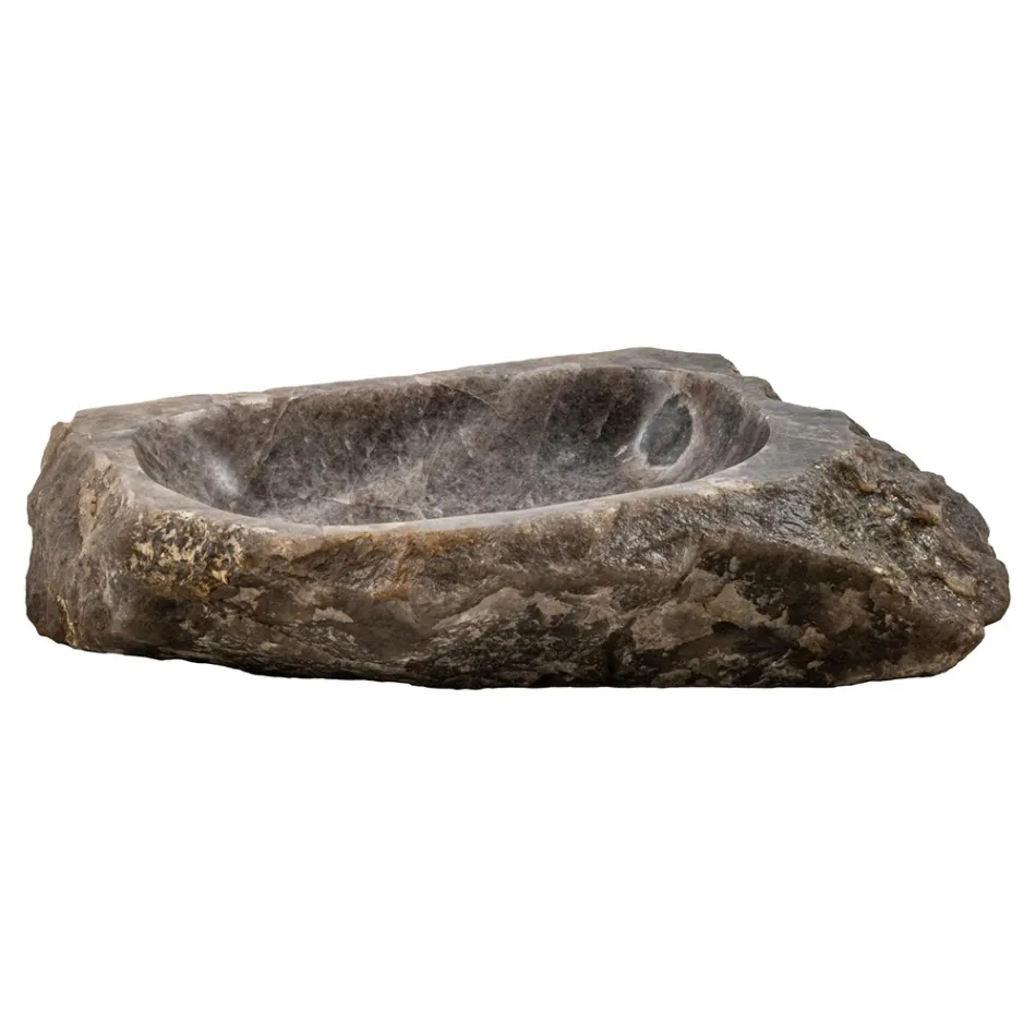 Lavabo à poser fait main en pierre de quartz fumé, Vigasio Viadurini