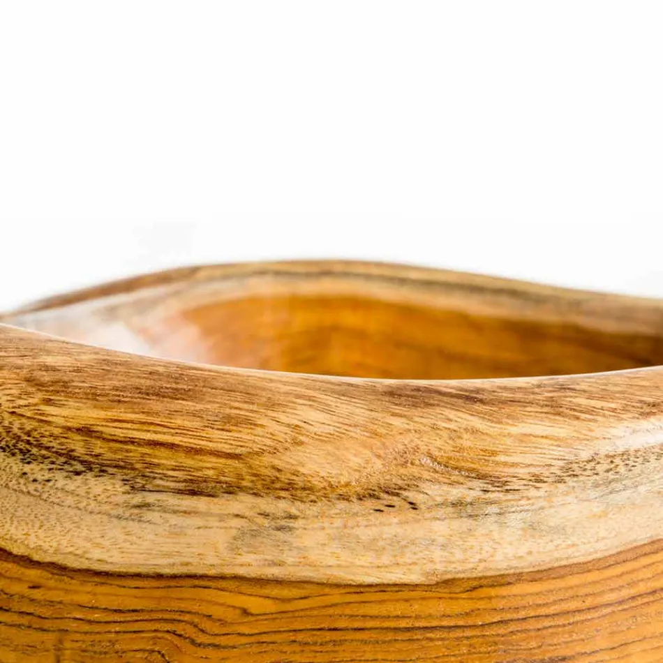 Vasque à poser moderne Vigevano en bois de teck naturel Viadurini