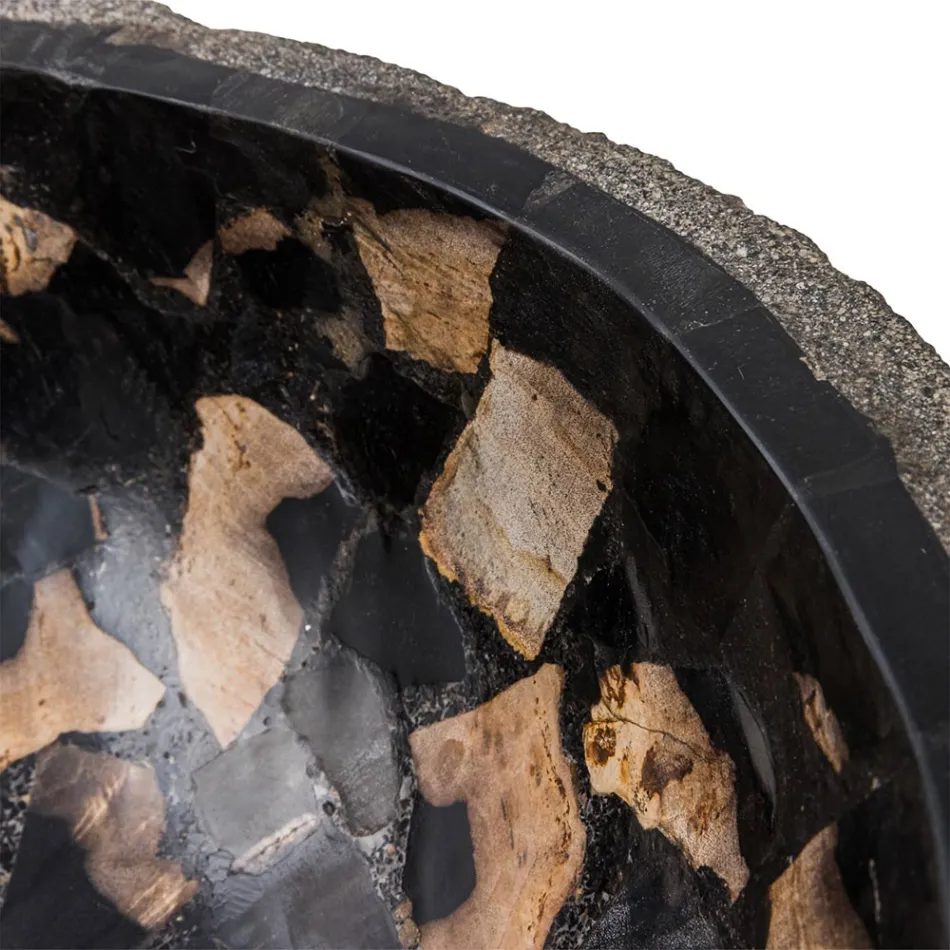 Lavabo à poser fait main en pierre de rivière, Palizzi Viadurini