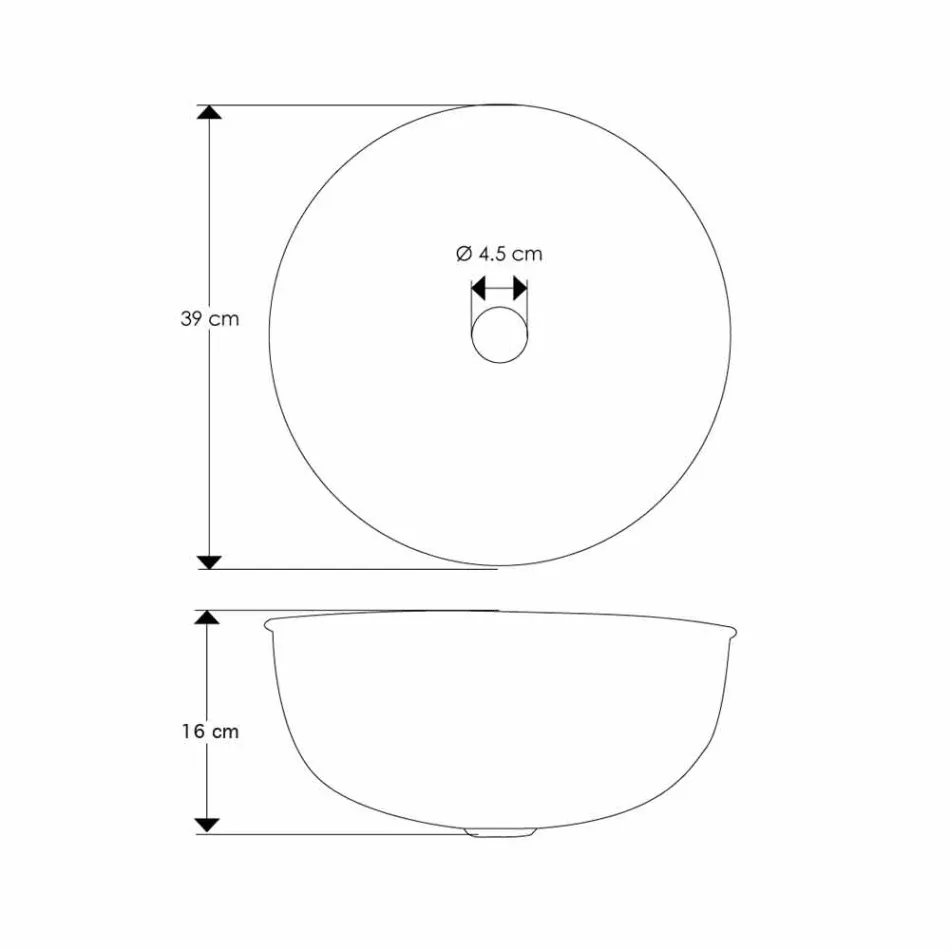 Lavabo à poser rond en métal émaillé blanc et bleu ciel - Sky Viadurini