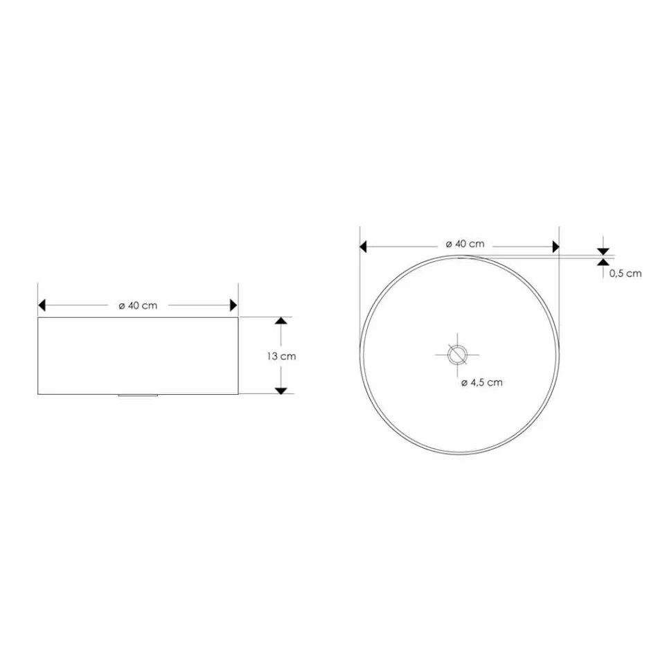 Évier de comptoir design en résine blanche avec drain central - Moris Viadurini