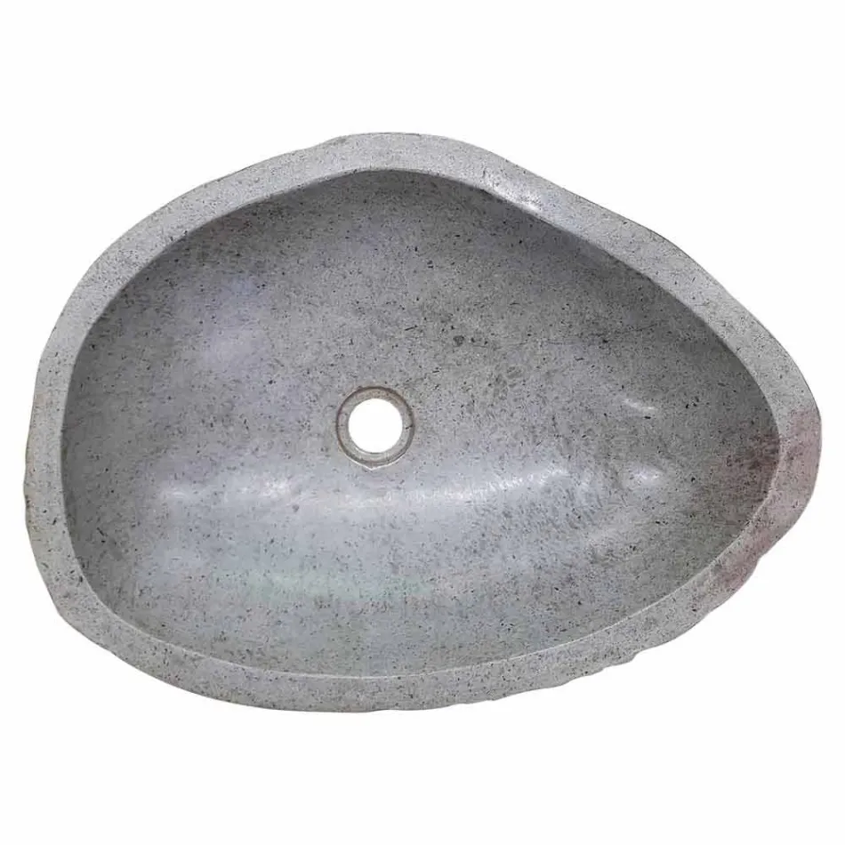 Evier de comptoir moderne en pierre de rivière faite à la main, Buriasco Viadurini