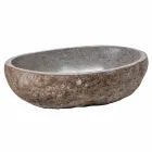 Evier de comptoir moderne en pierre de rivière faite à la main, Buriasco Viadurini