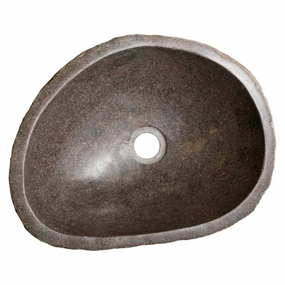 Evier de comptoir moderne en pierre de rivière faite à la main, Buriasco Viadurini