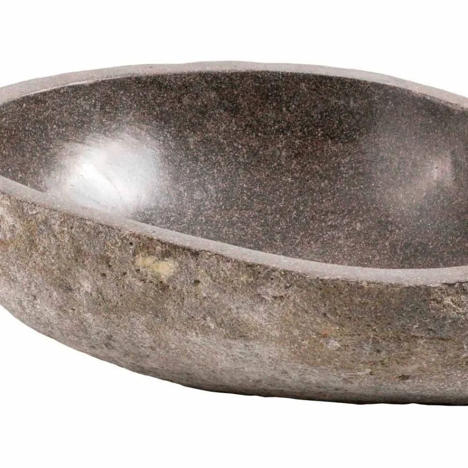 Evier de comptoir moderne en pierre de rivière faite à la main, Buriasco Viadurini