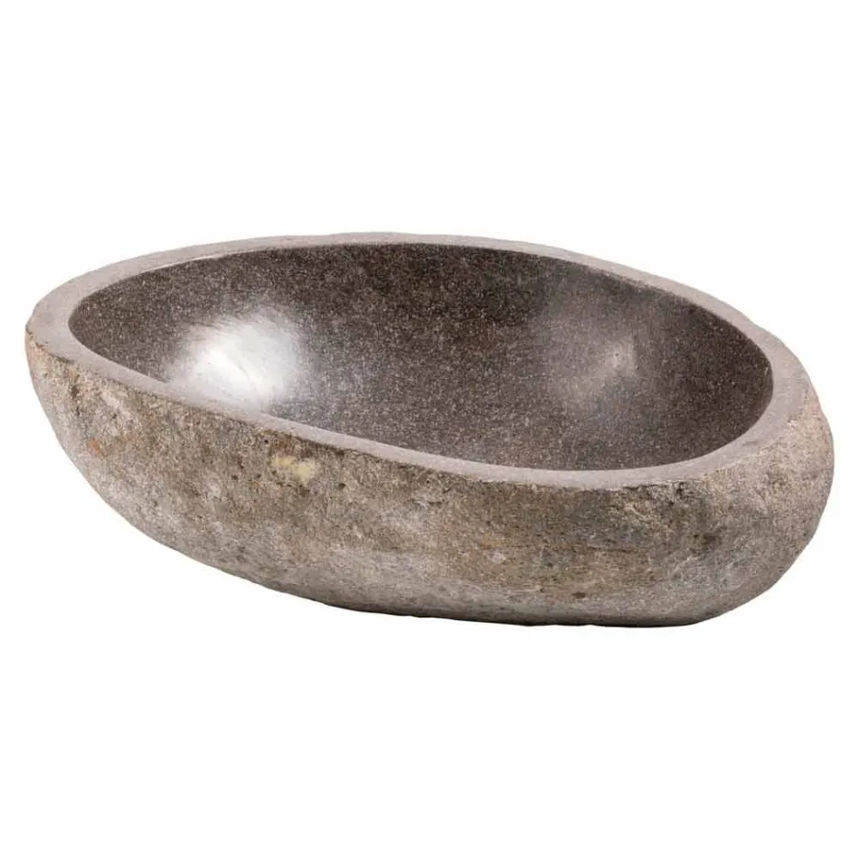 Evier de comptoir moderne en pierre de rivière faite à la main, Buriasco Viadurini