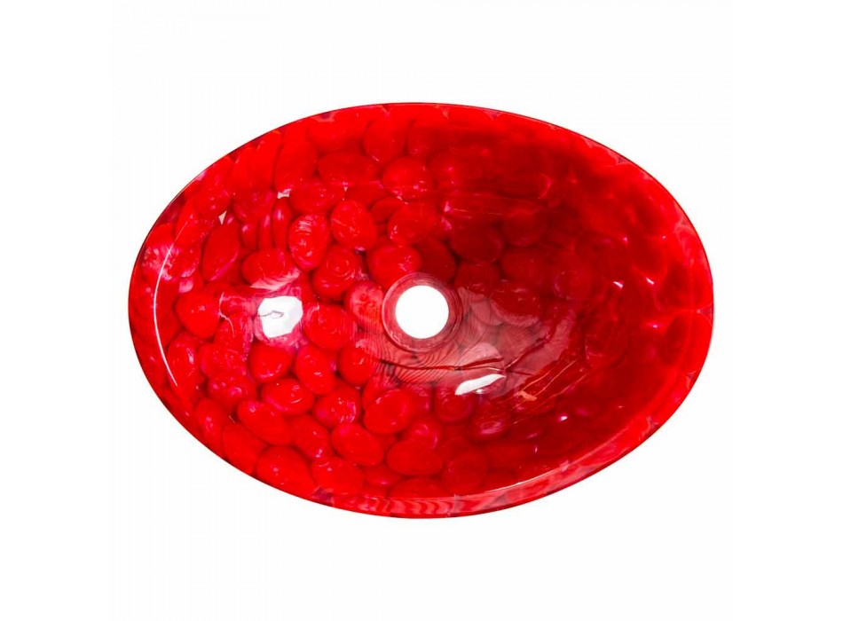 Evier de comptoir moderne en résine rouge fait main, Buscate Viadurini
