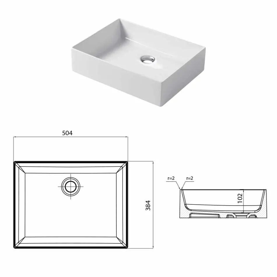 Plan de toilette design en céramique blanche ou colorée Leivi Viadurini