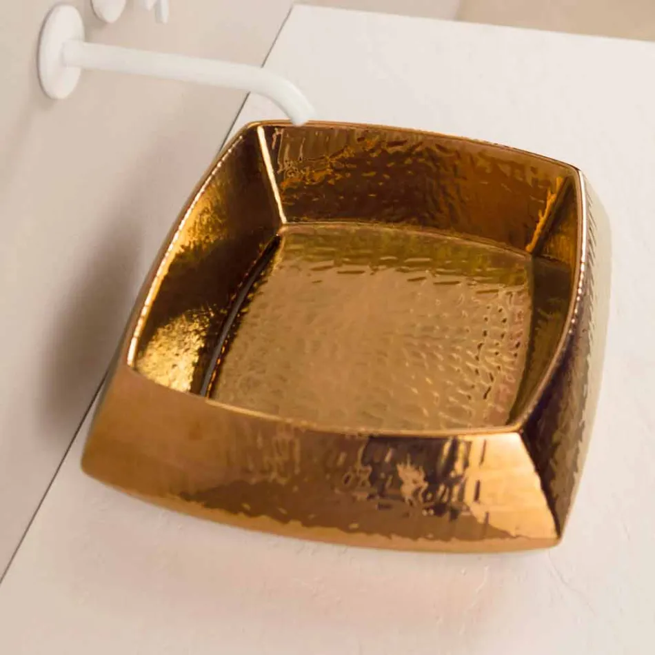 Lavabo design en céramique bronze fabriqué en Italie Simon Viadurini