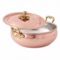 Pot à Légumes avec Couvercle Fait Main en Cuivre Etamé Made in Italy 24 cm - Mariacarla