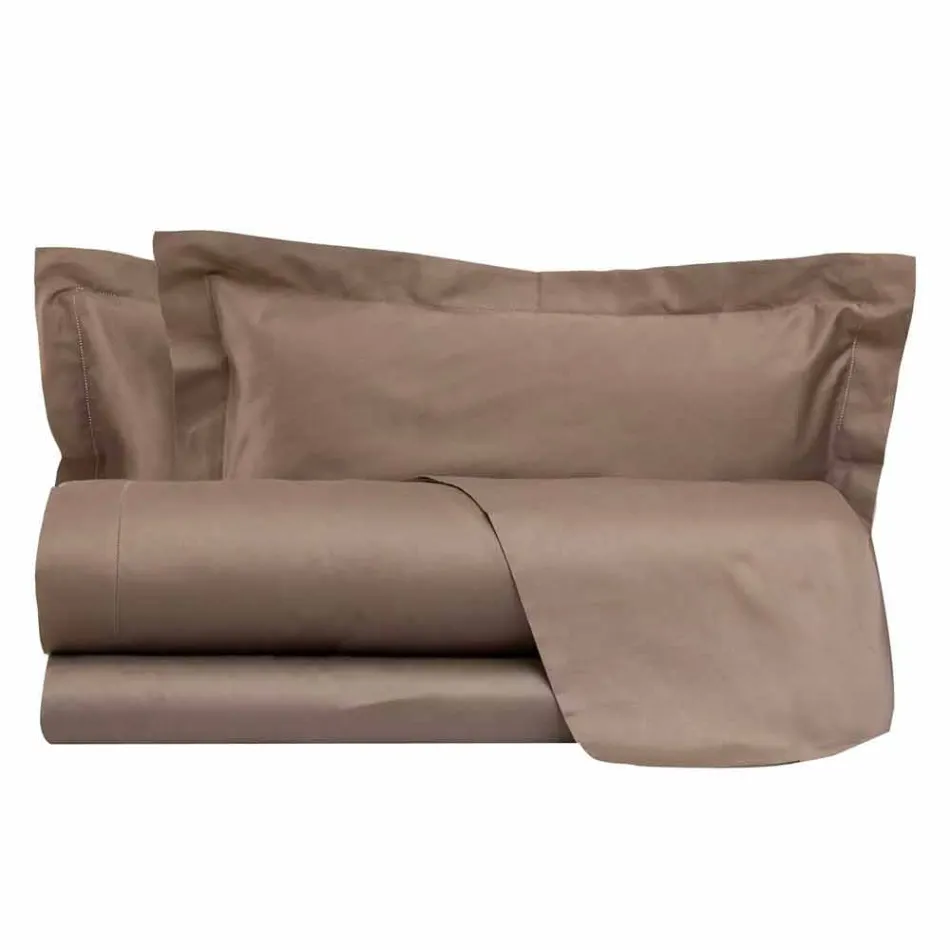 Ensemble de draps en satin de coton pour lit double de couleur unie - Freesia Viadurini