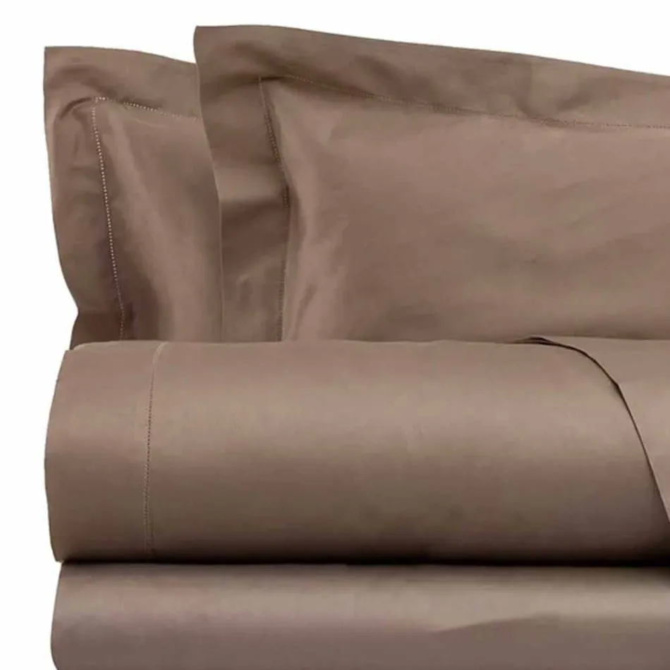 Ensemble de draps en satin de coton pour lit double de couleur unie - Freesia Viadurini