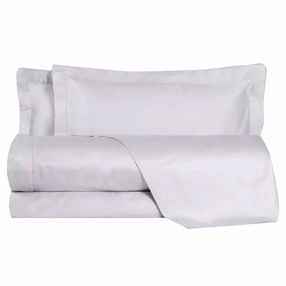 Ensemble de draps en satin de coton pour lit double de couleur unie - Freesia Viadurini