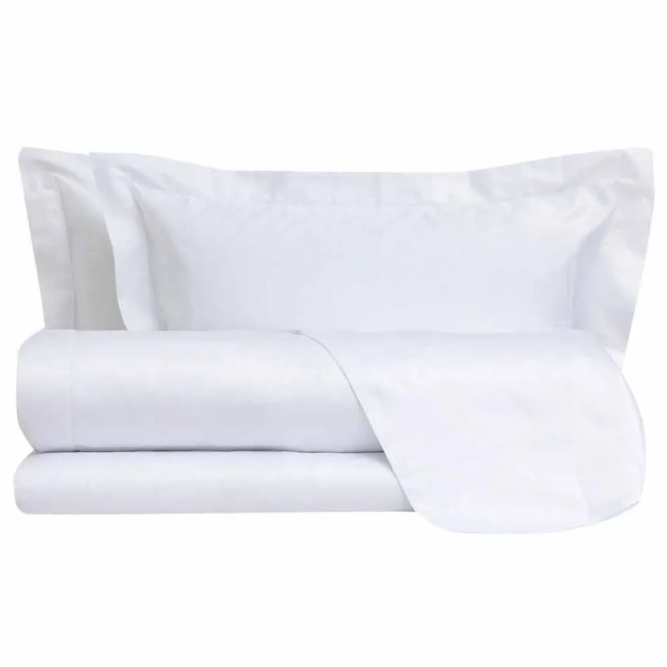 Ensemble de draps en satin de coton pour lit double de couleur unie - Freesia Viadurini