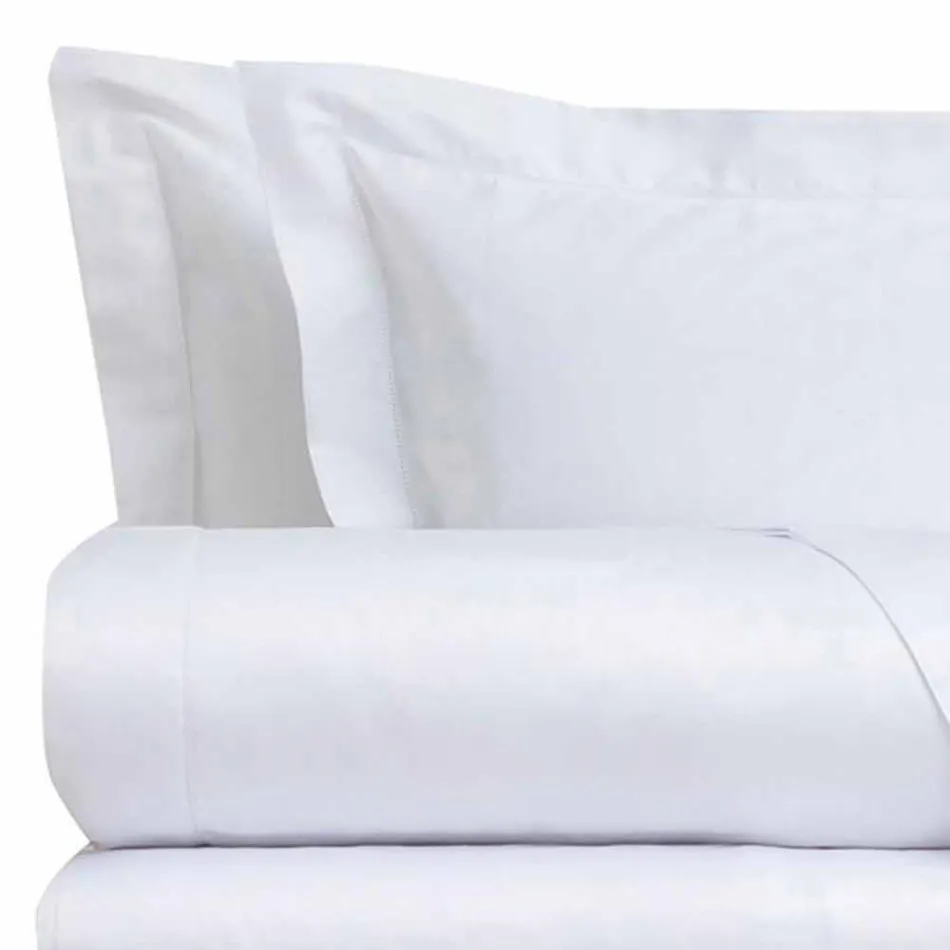 Ensemble de draps en satin de coton pour lit double de couleur unie - Freesia Viadurini