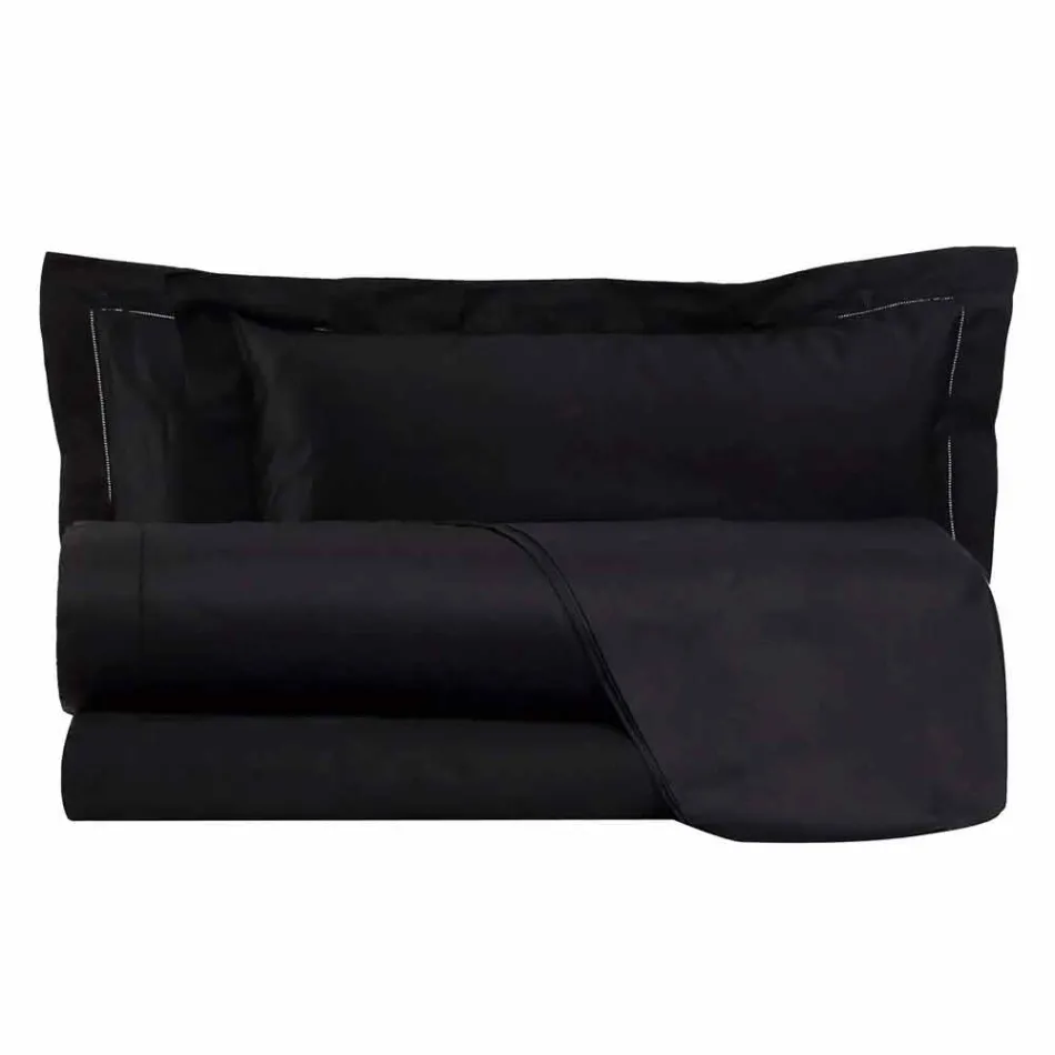 Ensemble de draps en satin de coton pour lit double de couleur unie - Freesia Viadurini