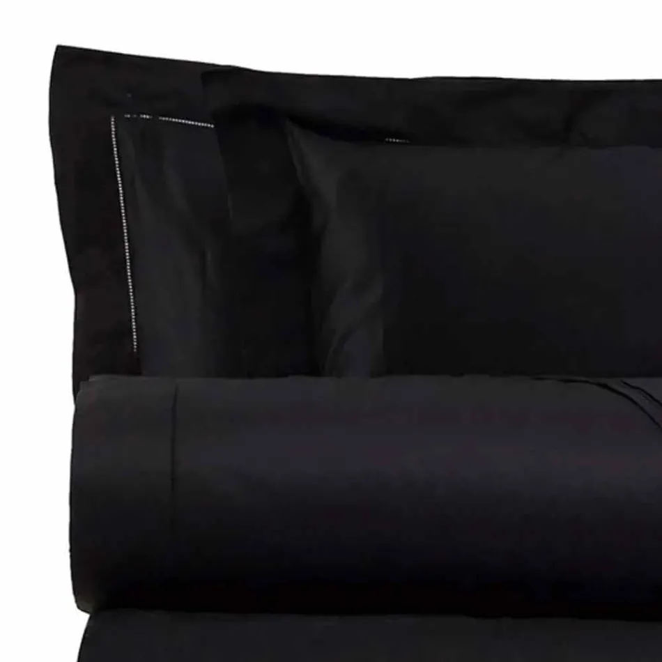 Ensemble de draps en satin de coton pour lit double de couleur unie - Freesia Viadurini