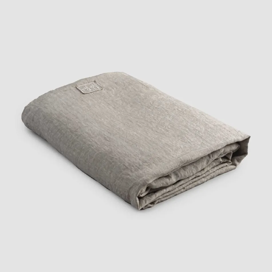 Draps-housses doubles en Lin Noir, Beurre ou Vieille Craie - Fiumano Viadurini