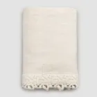 Drap de lit double en lin avec dentelle Poema, 3 finitions - Dulcis Viadurini